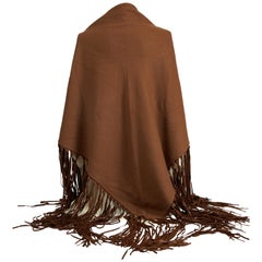 Vintage 1990's Hermes Rare Brown Cashmere Leather Shawl