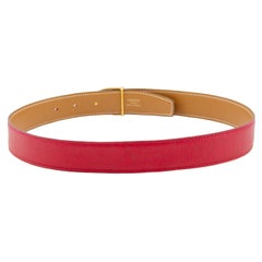1990's Hermes Red Leather Stirrup Buckle Belt