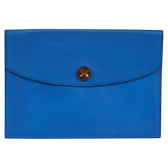 1990's Hermes Royal Blue Leather Pouchette Clutch Bag