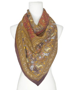 1990's Hermès Silk and Cashmere Chasse En Inde Shawl