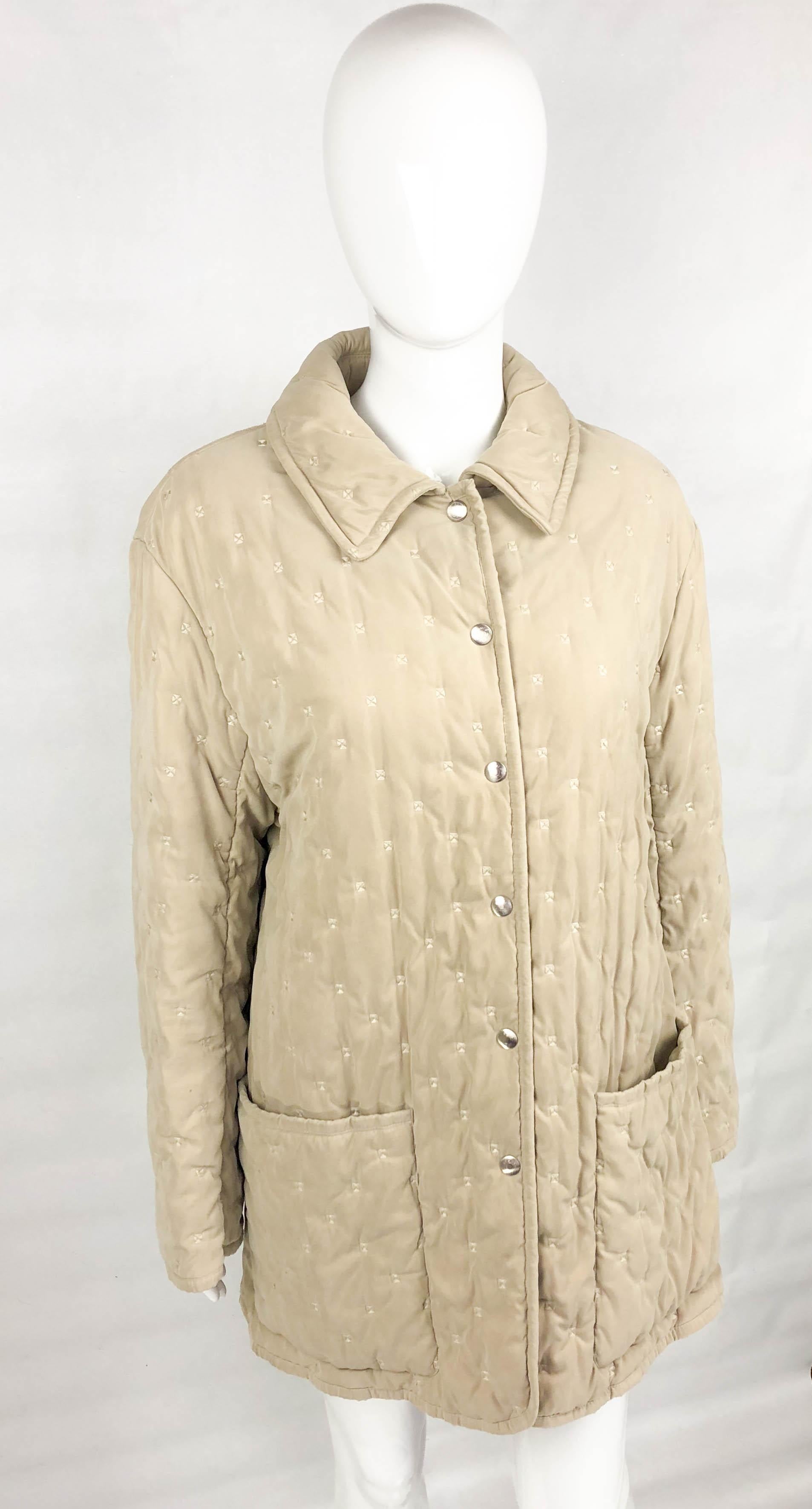 Women's 1990's Hermes Taupe Quilted Jacket For Sale