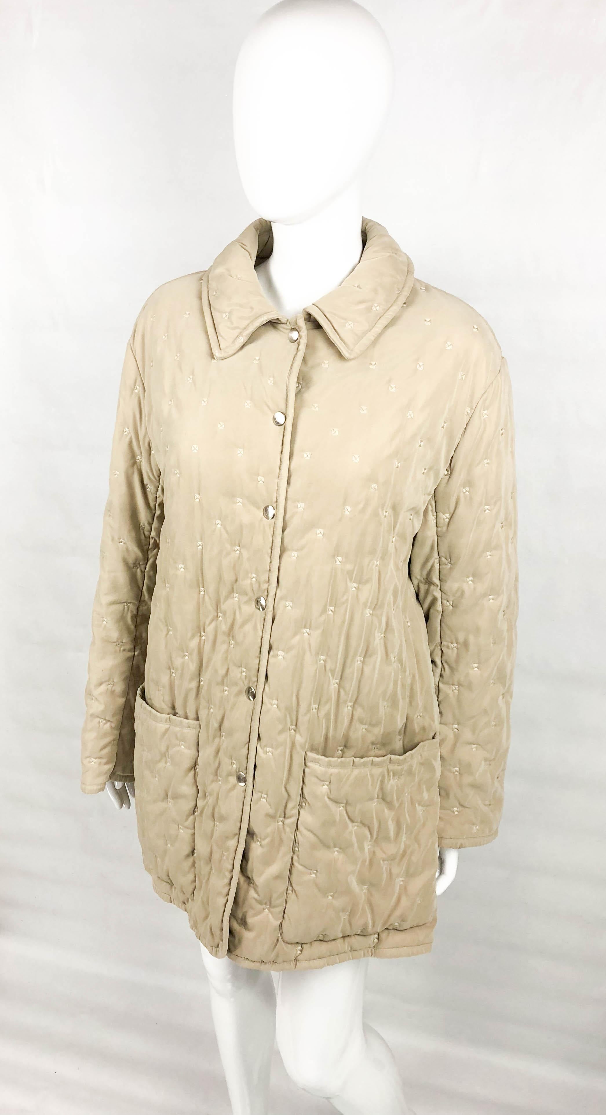 1990's Hermes Taupe Quilted Jacket For Sale 1