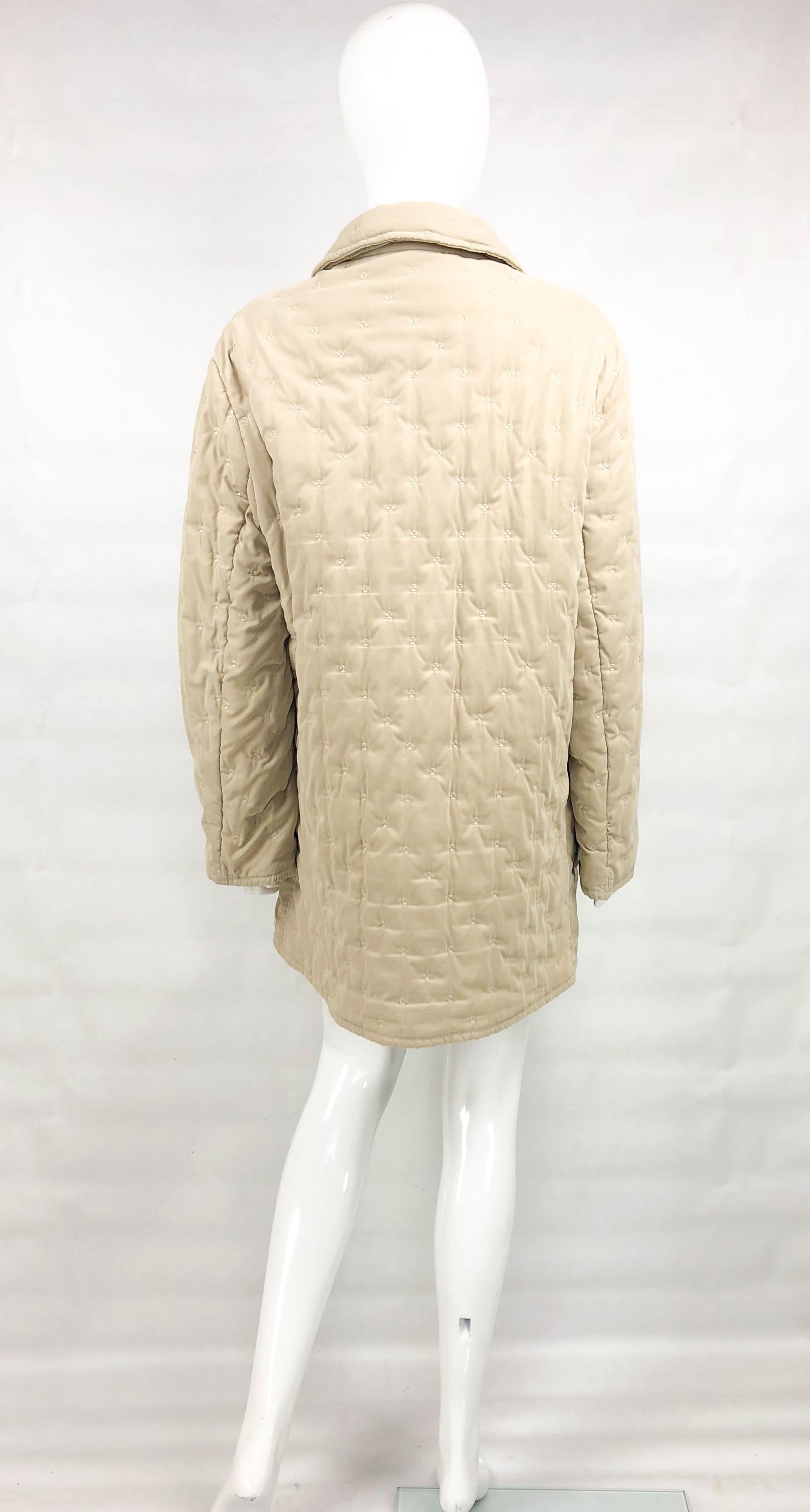 1990's Hermes Taupe Quilted Jacket For Sale 3