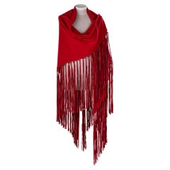 1990's Hermès Vintage Cashmere Wool Leather Fringe Shawl Scarf