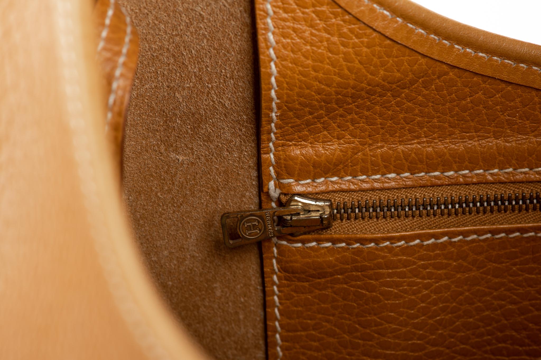1990's Hermes Vintage Natural Leather Shoulder Bag  1
