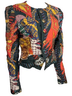 1990's Hermes Vintage Quilted Reversible Scarf Print Jacket