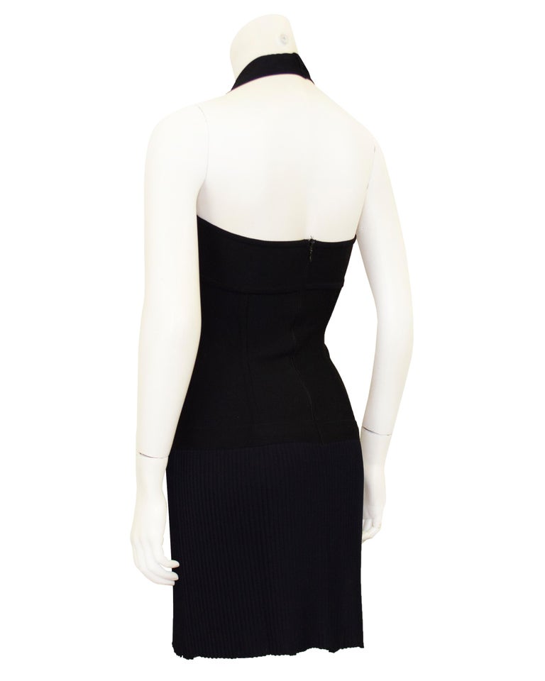 herve leger black mini dress Corey | Black & White Sweetheart Mini Dress With Bow Details