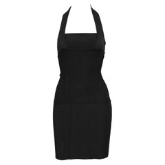 1990s Herve Legèr Black Body-Con Mini Halter Dress
