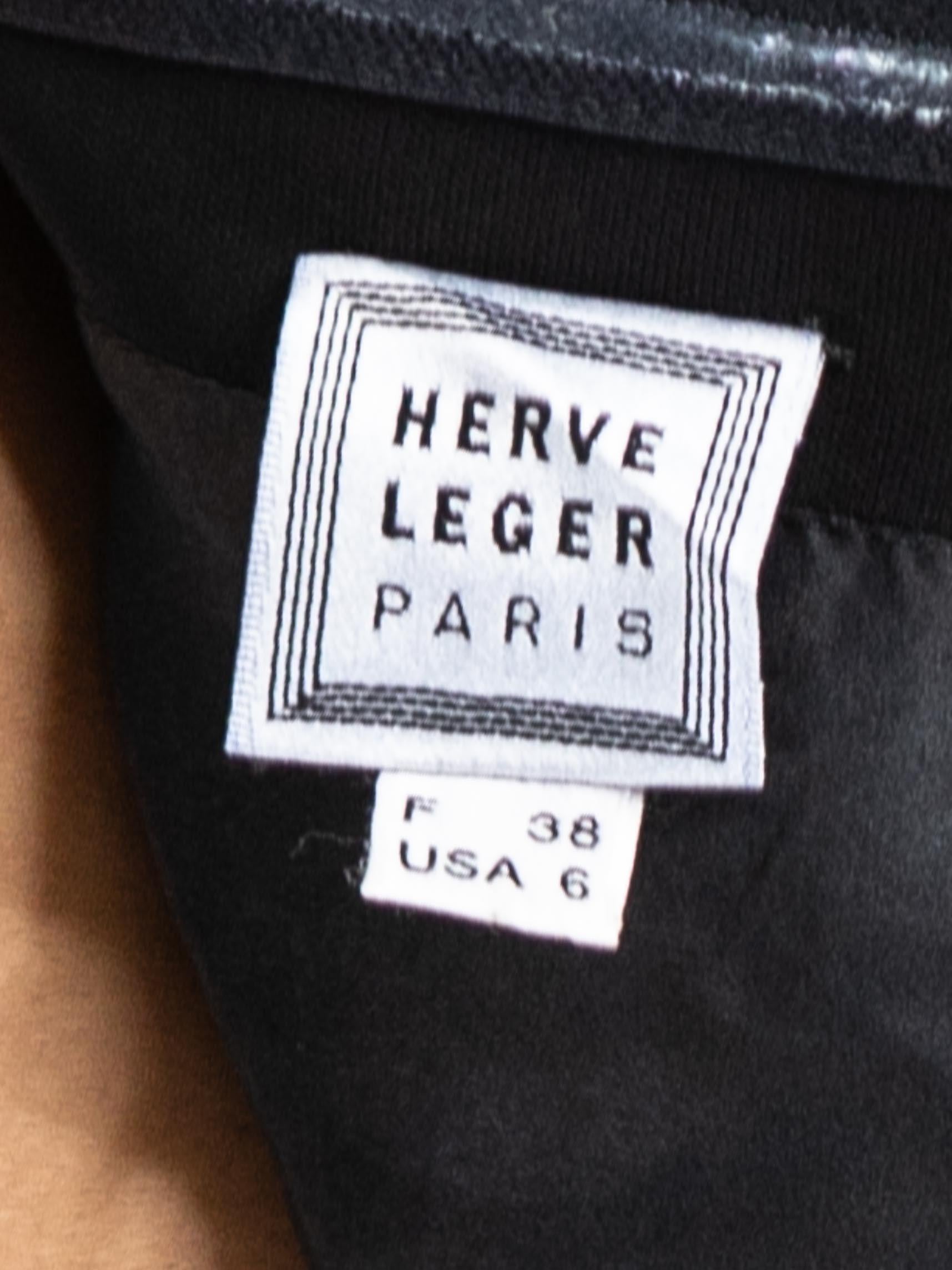 1990S HERVE LEGER Black Rayon Blend Strapless Dress With One Shoulder Sash For Sale 7