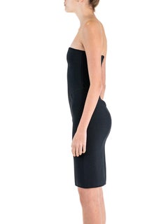 1990S Herve Leger Black Rayon& Elastane Knit Body-Con Strapless Pencil Dress
