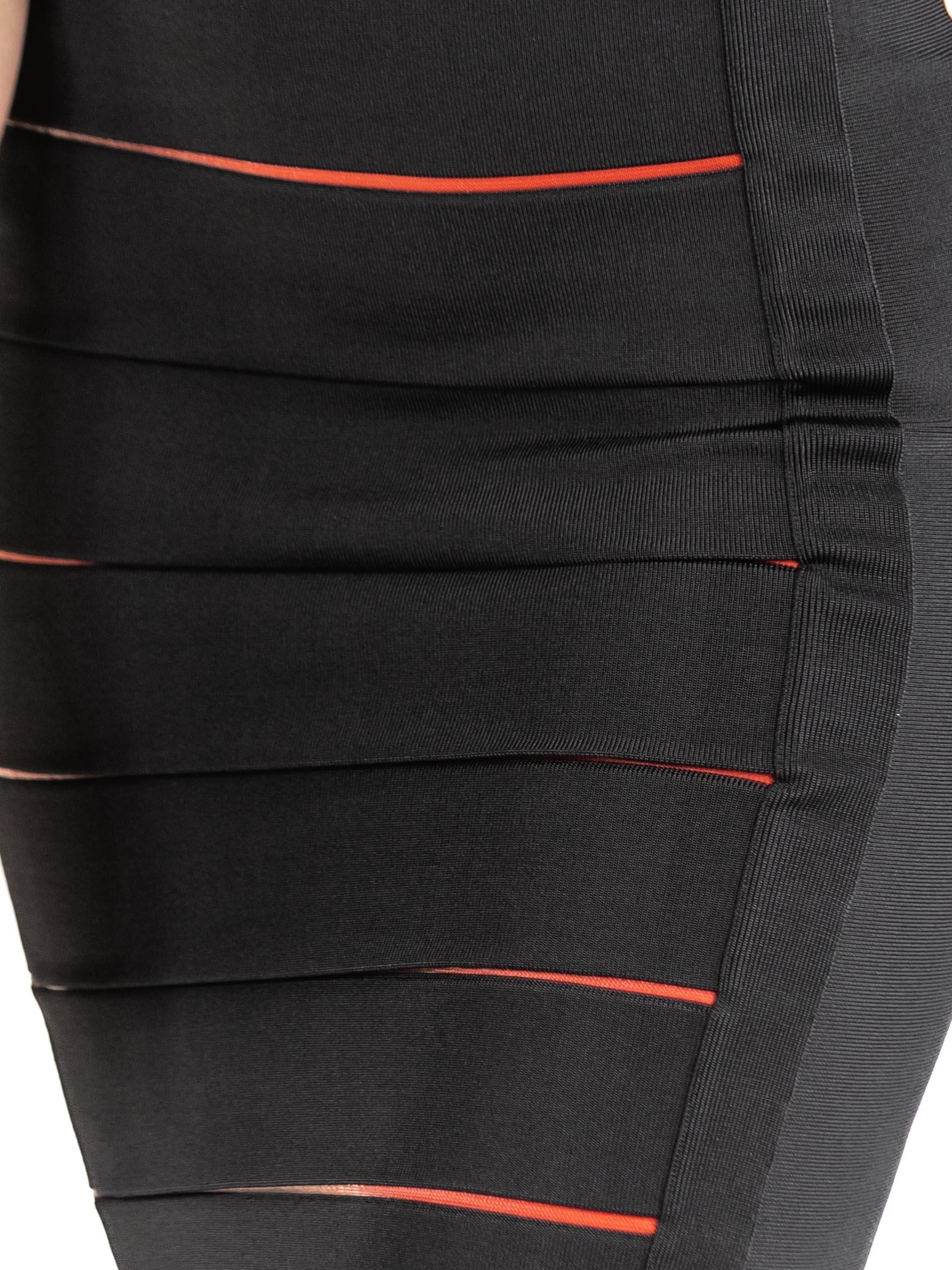 1990S HERVE LEGER Black & Red Rayon Blend Body-Con Cocktail Dress For Sale 6