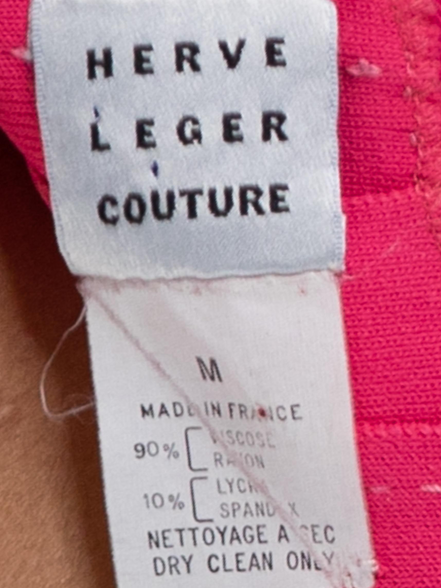 HERVE LEGER Bandage de cocktail haute couture en rayonne mélangée rose à bulles, années 1990 en vente 3
