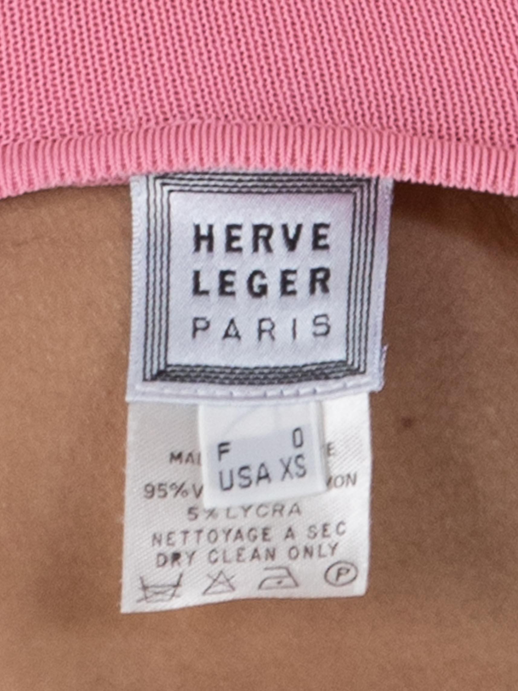 1990S HERVE LEGER Bubble Gum Pink Rayon Blend Jersey One Shoulder Cocktail Dress For Sale 2