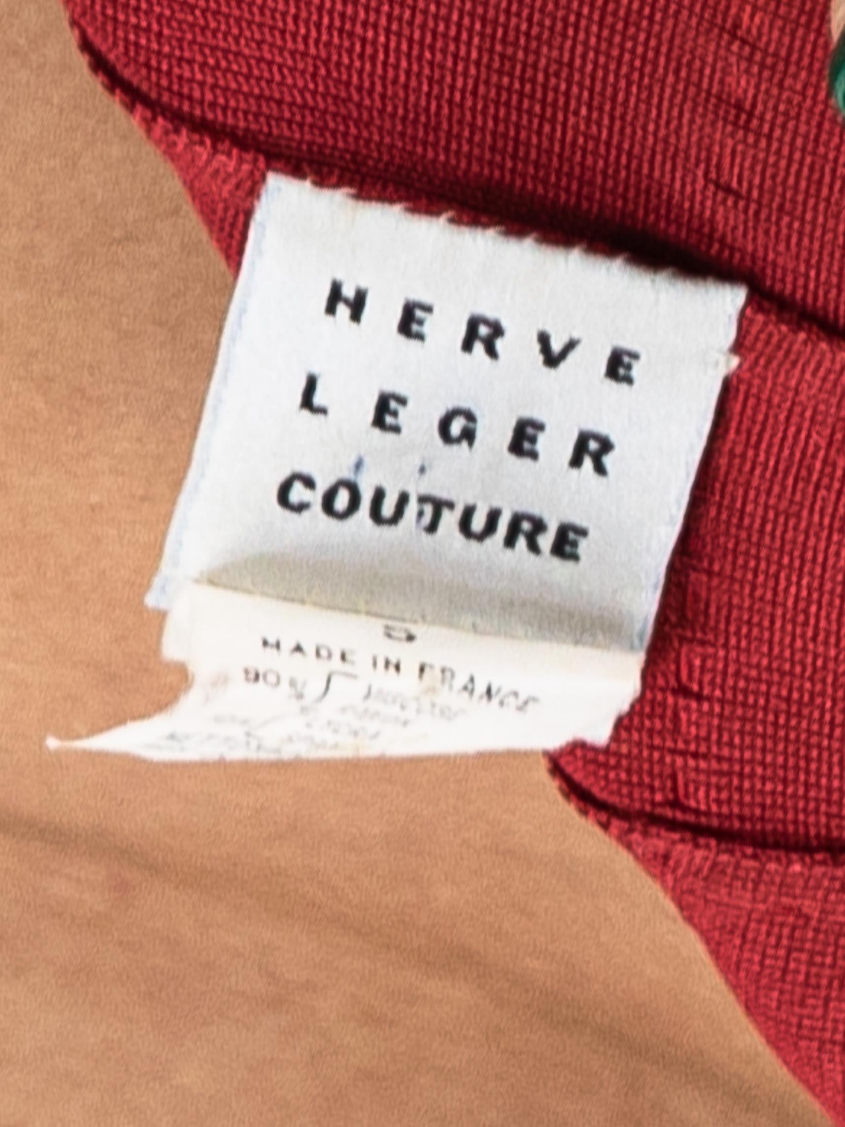 1990S HERVE LEGER Burgundy Haute Couture Rayon Blend High Neck Bandage Cocktail For Sale 4