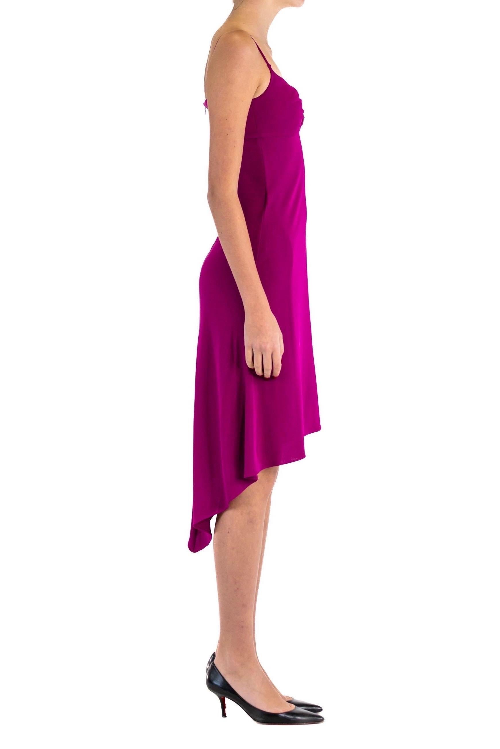Women's or Men's 1990S HERVE LEGER Fuchia Rayon & Silk Jersey Empire Waist Cocktail Dress For Sale