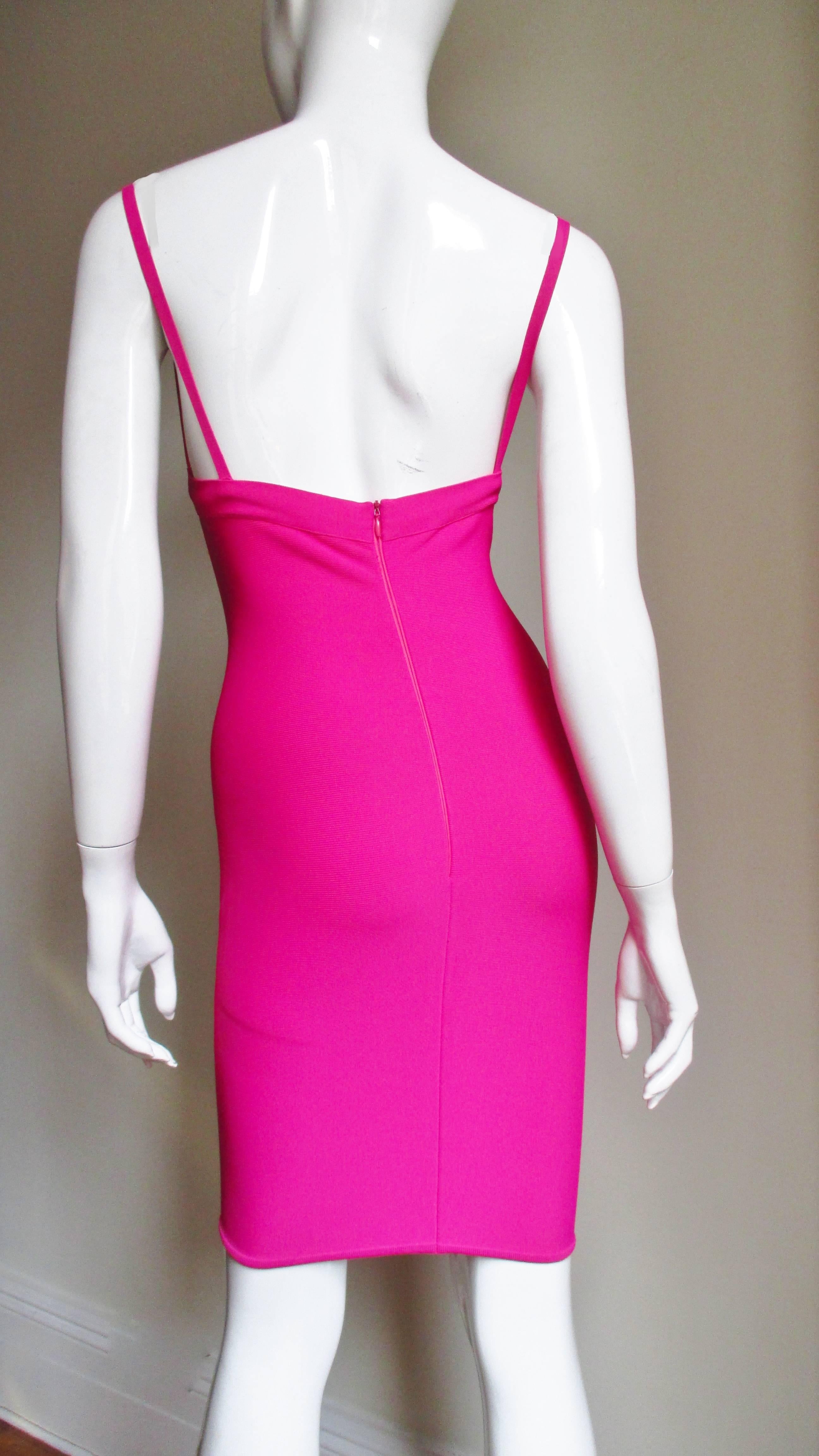 Herve Leger Pink Bodycon Dress 1990s For Sale 2