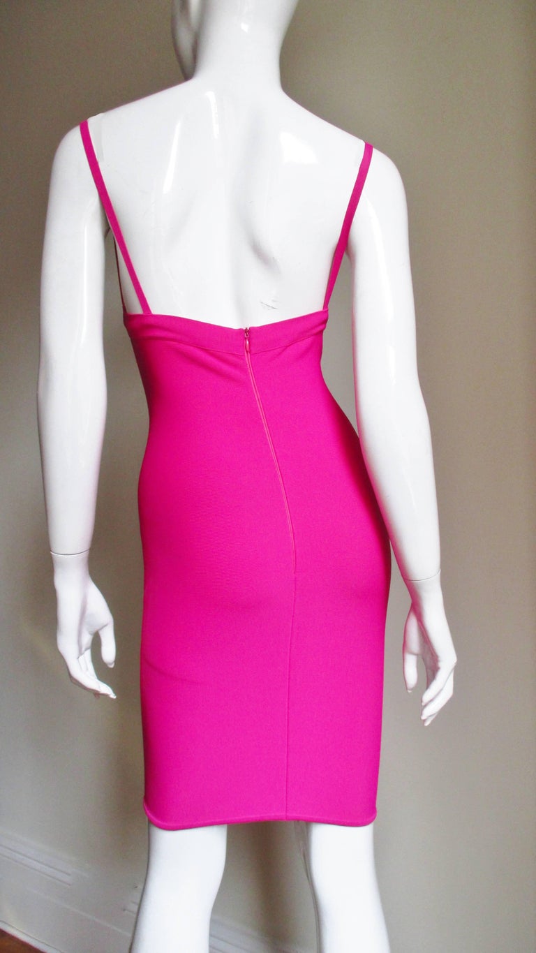 Herve Leger Hot Pink Bodycon Dress 1990s For Sale at 1stDibs