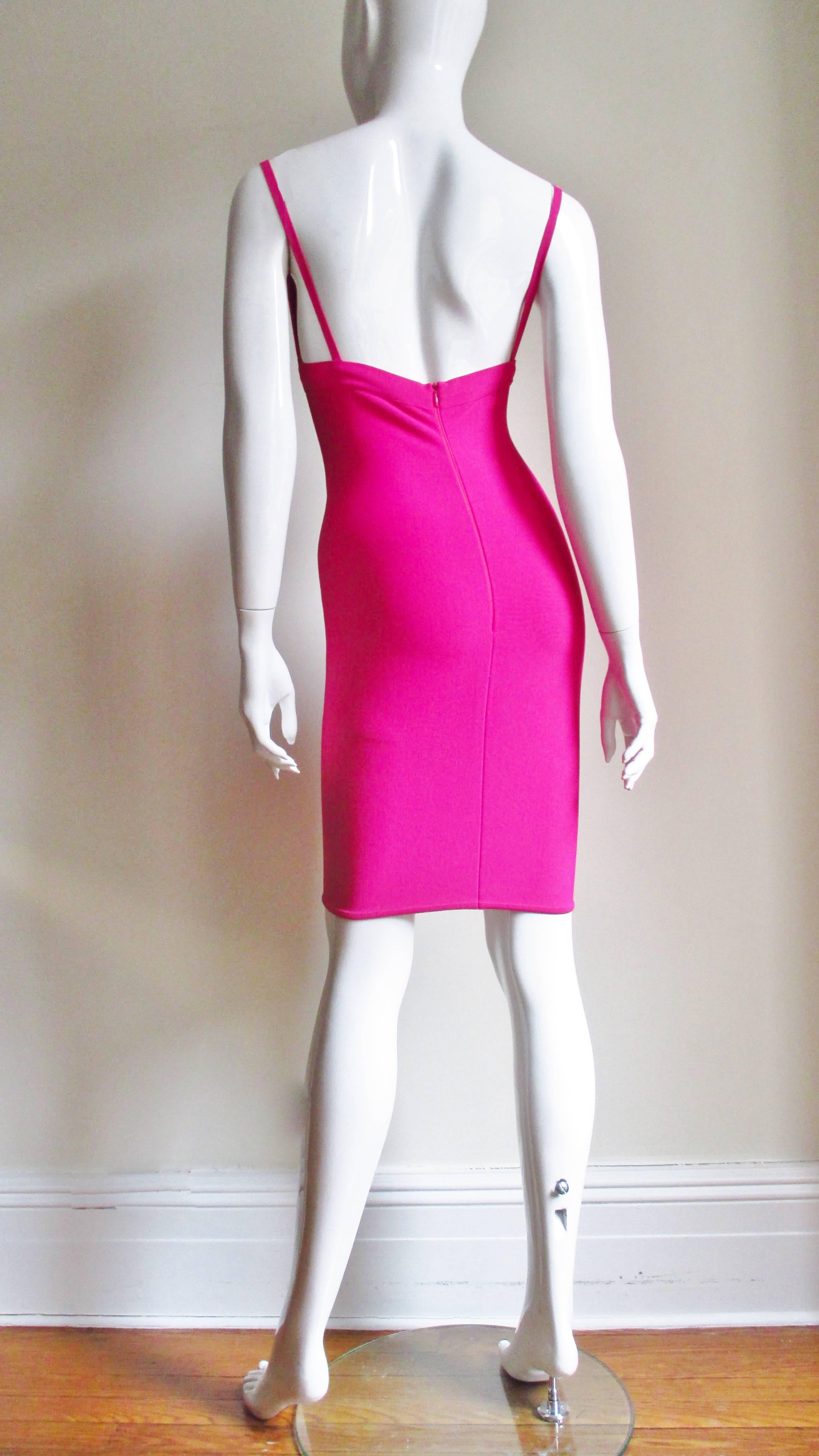 Herve Leger Pink Bodycon Dress 1990s For Sale 4