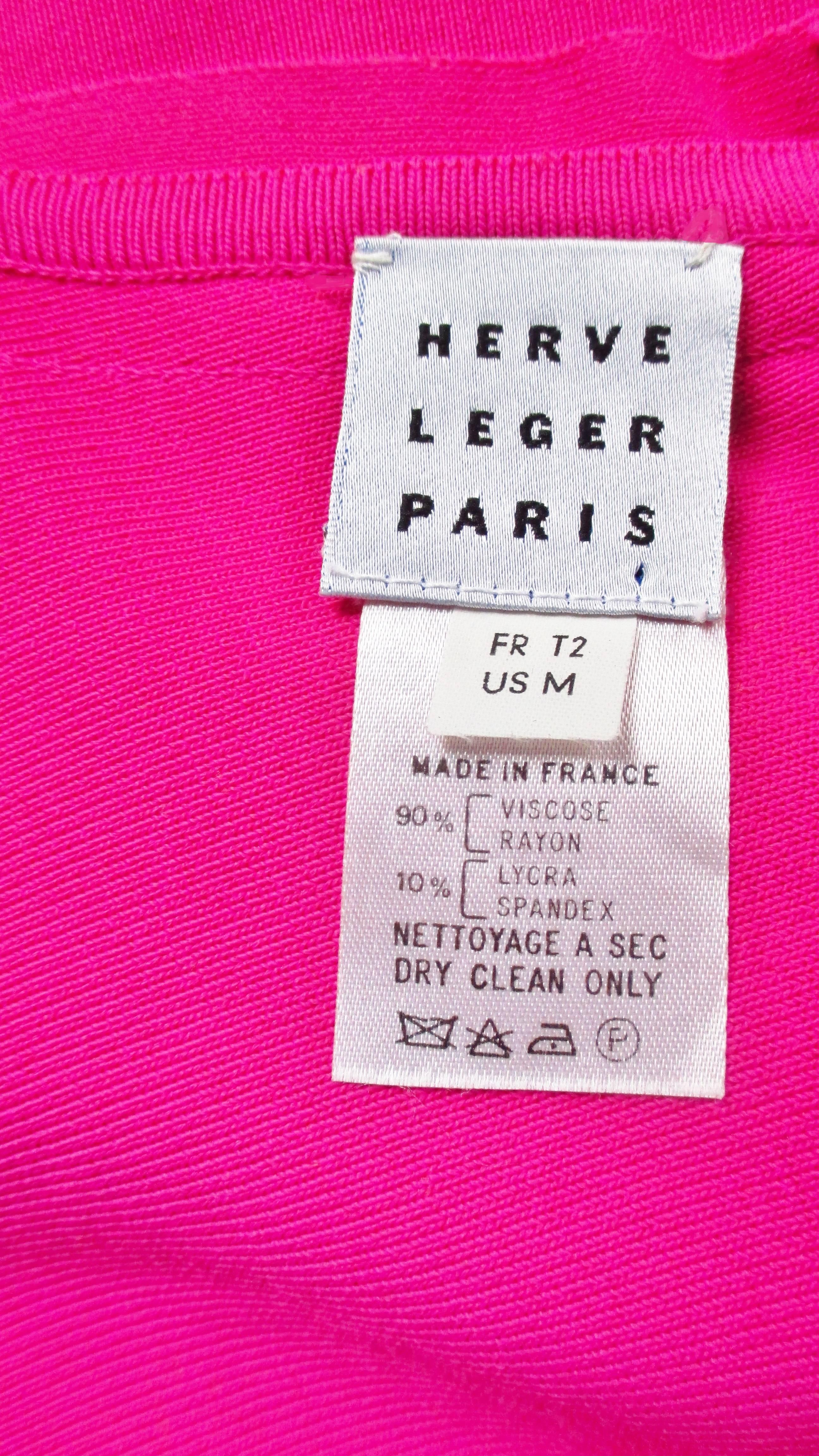 Robe moulante rose Hervé Léger (années 1990) en vente 7
