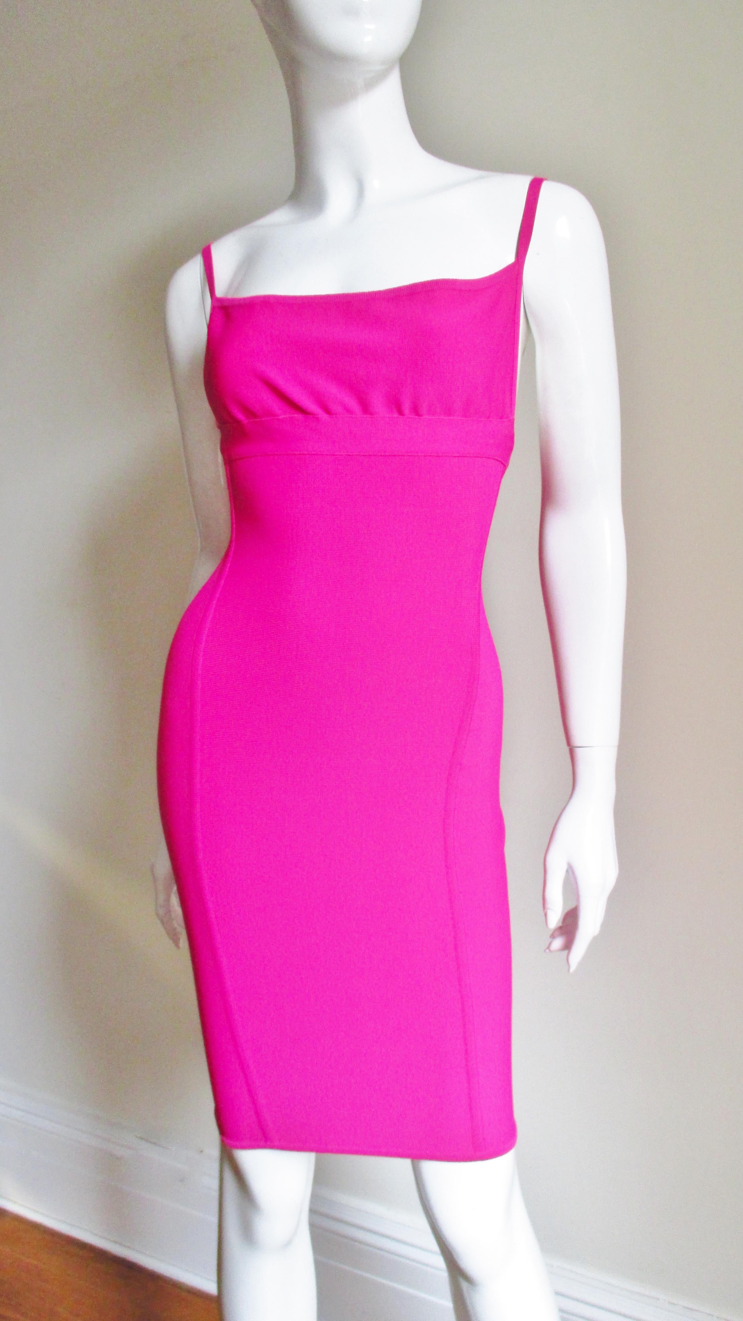 hot pink body con dress
