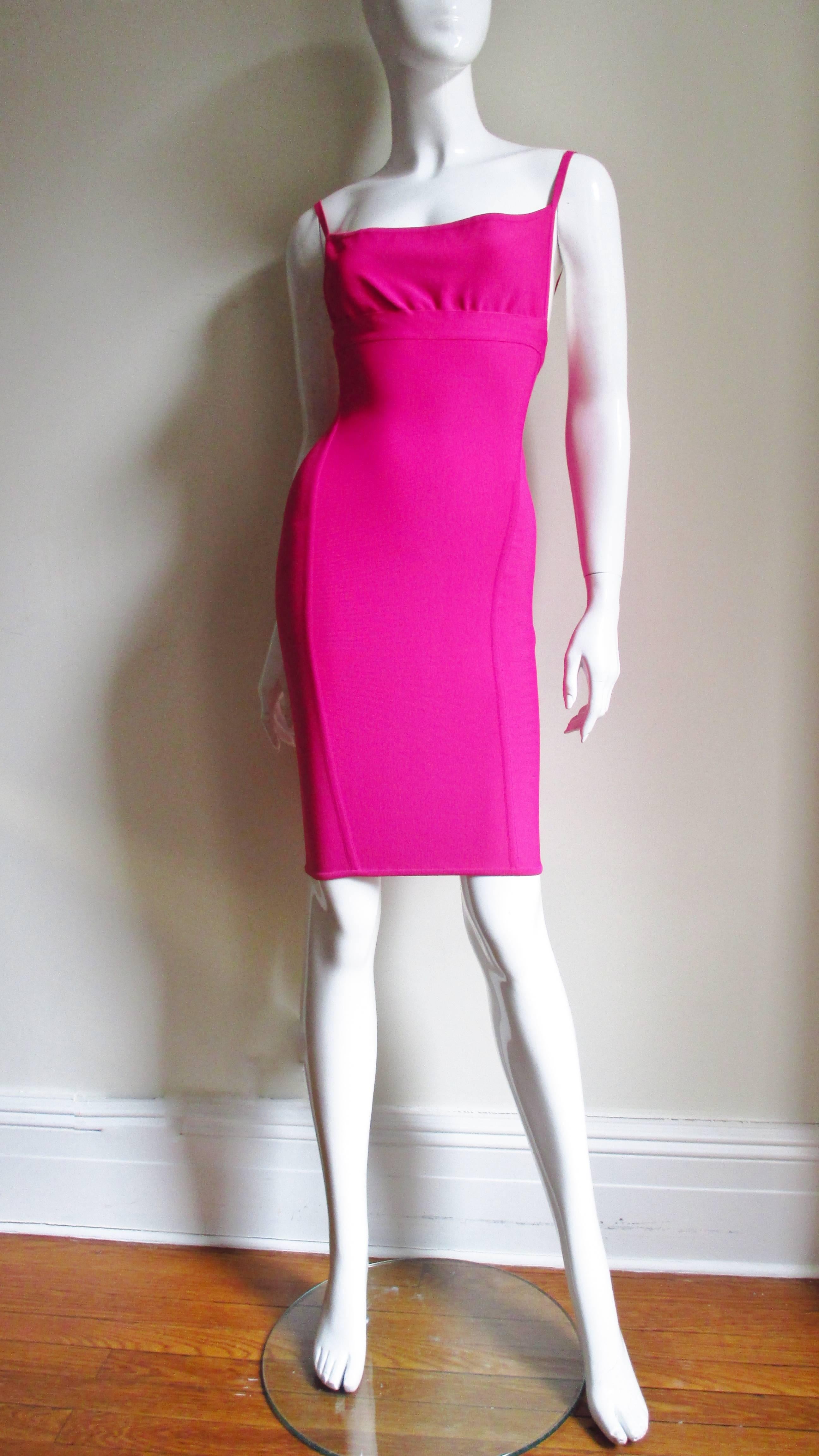 Women's Herve Leger Pink Bodycon Dress 1990s For Sale
