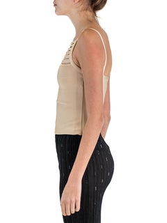 1990S HERVE LEGER Top a fascia in misto rayon bianco perlato con dettagli