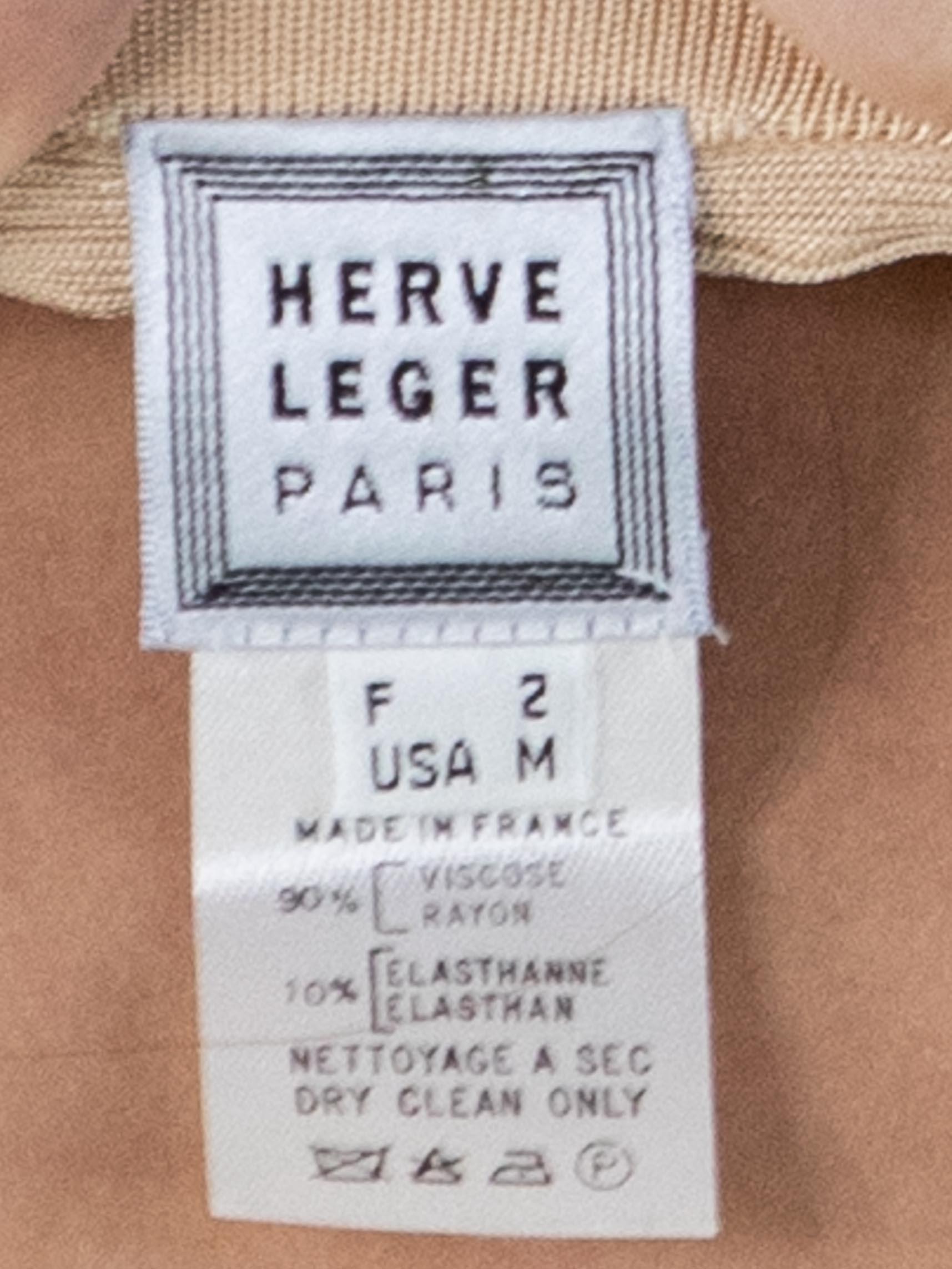 1990S HERVE LEGER Pearl White Rayon Blend Bandage Detailed Top For Sale 6