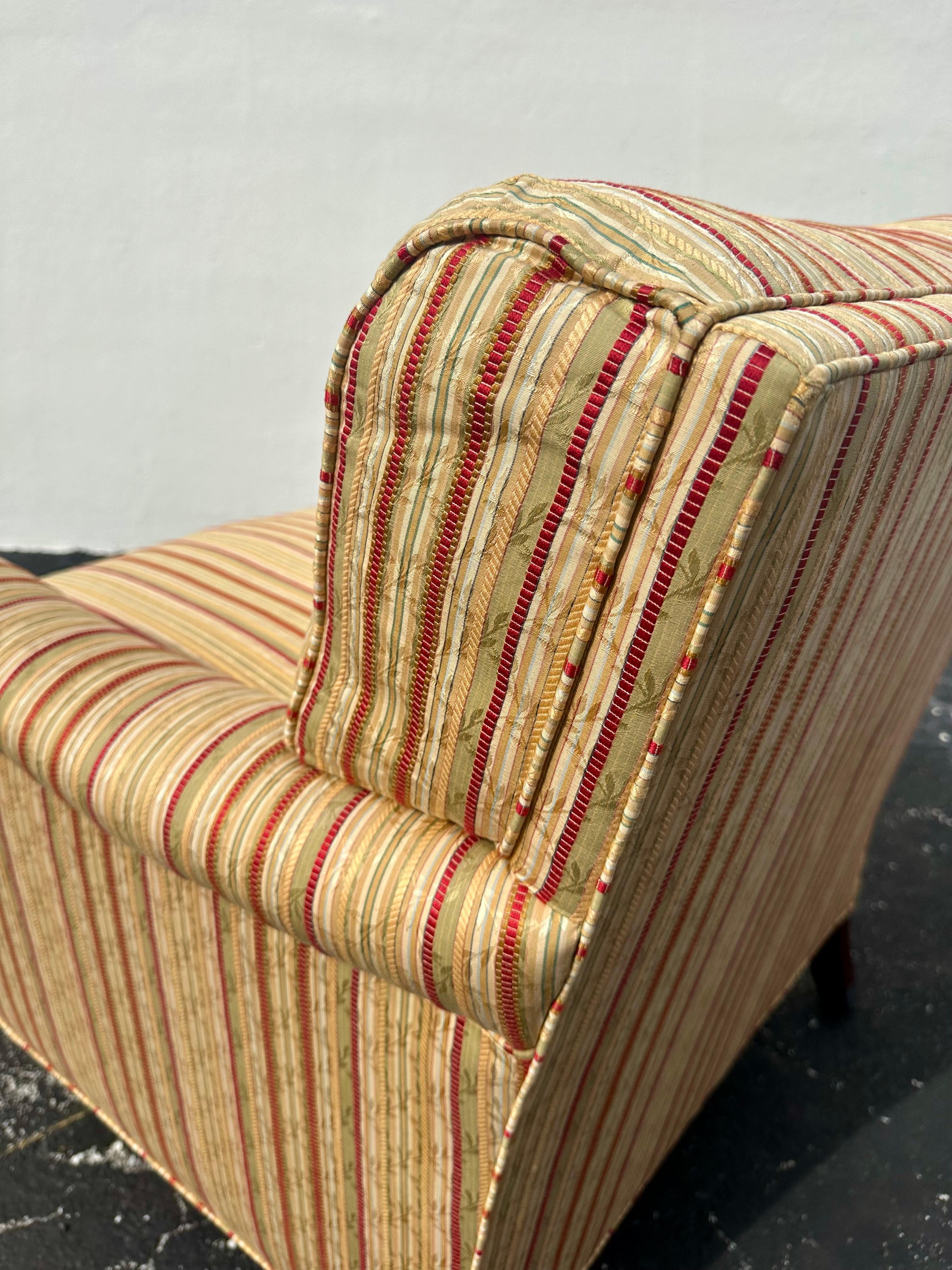 1990s Hickory Chair Co. Large Library English Stripes Castors Chairs, Set of 2 6