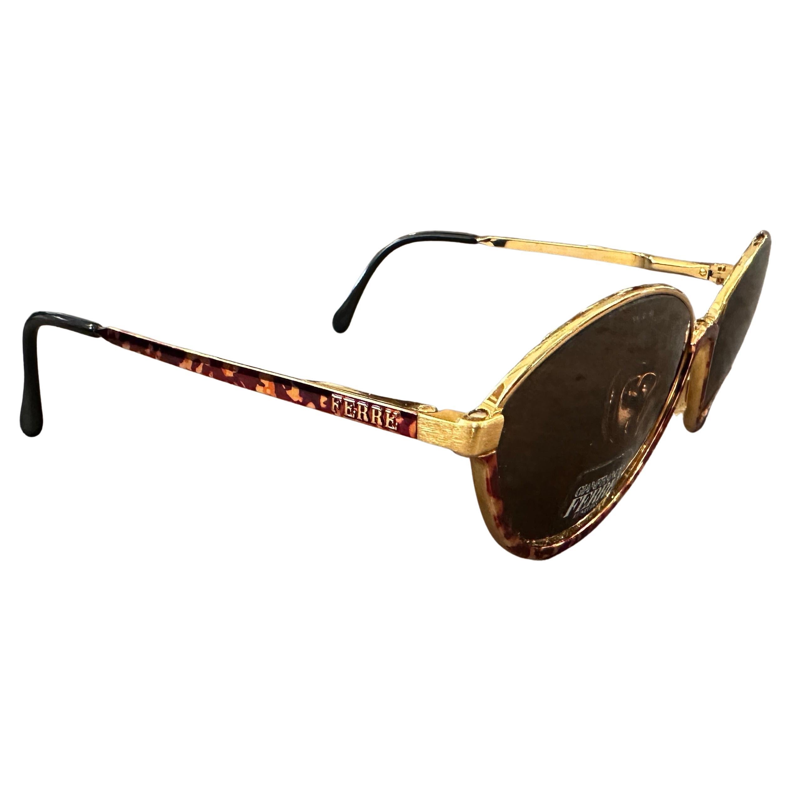 Gafas de sol de Gianfranco Ferrè de los años 90, de acetato imitación carey de alta calidad