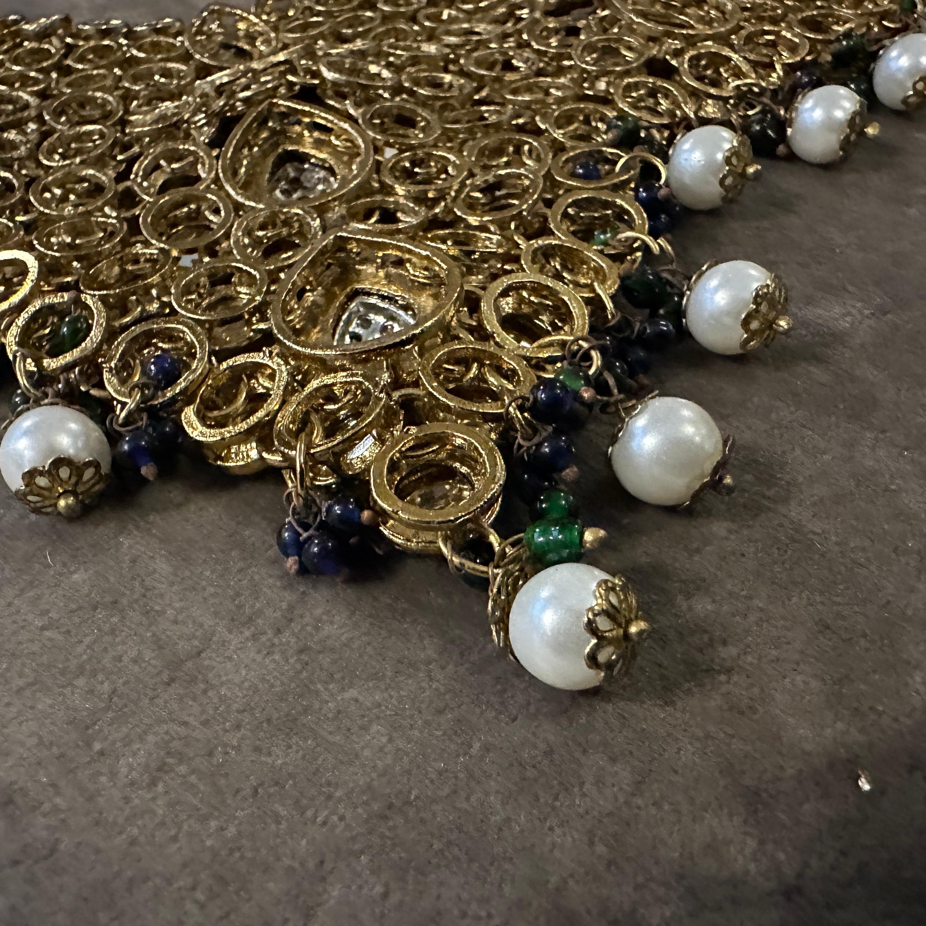 Collana indiana di alta qualità a più fili in stile Kundan del 1990 in vendita 5