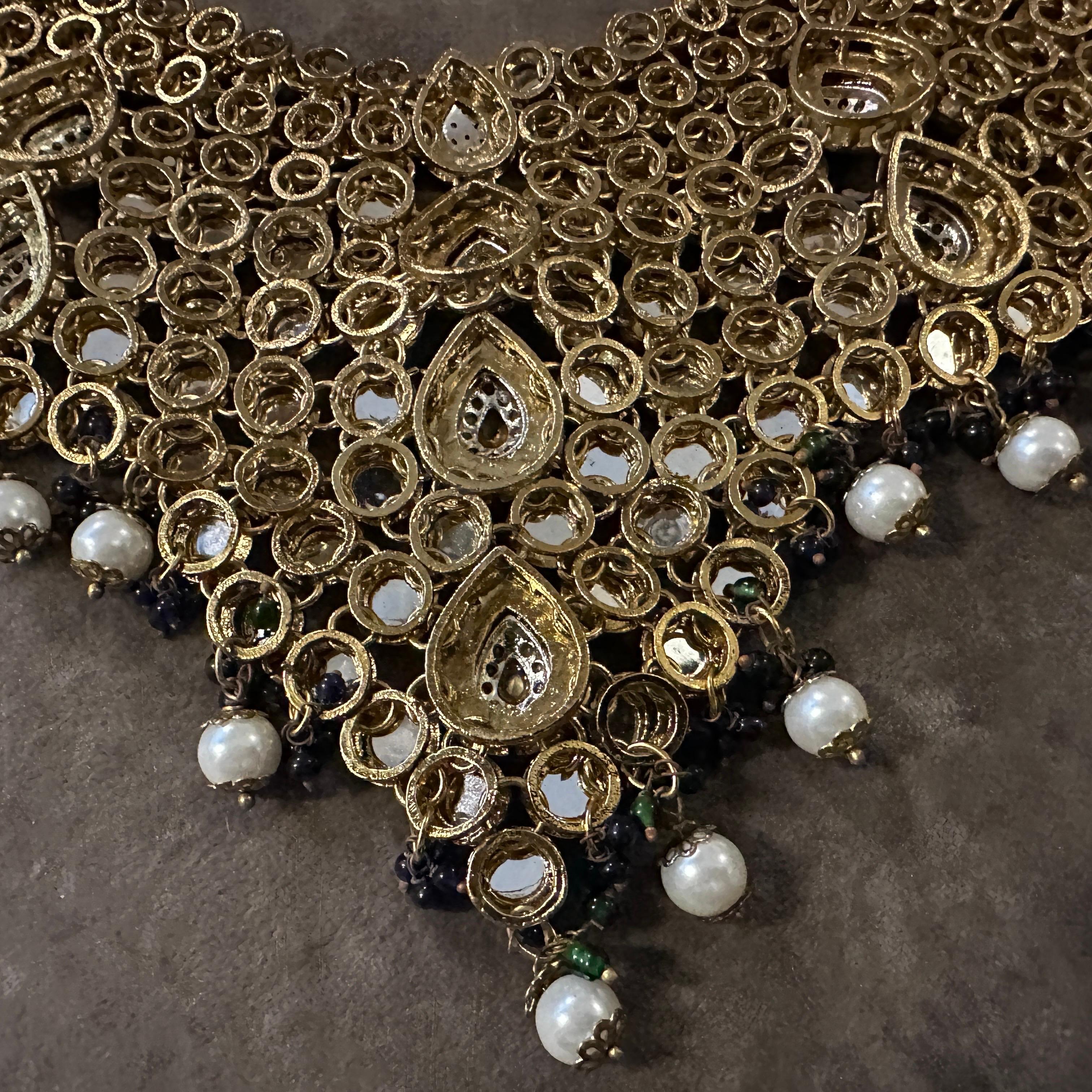 Collana indiana di alta qualità a più fili in stile Kundan del 1990 in vendita 7