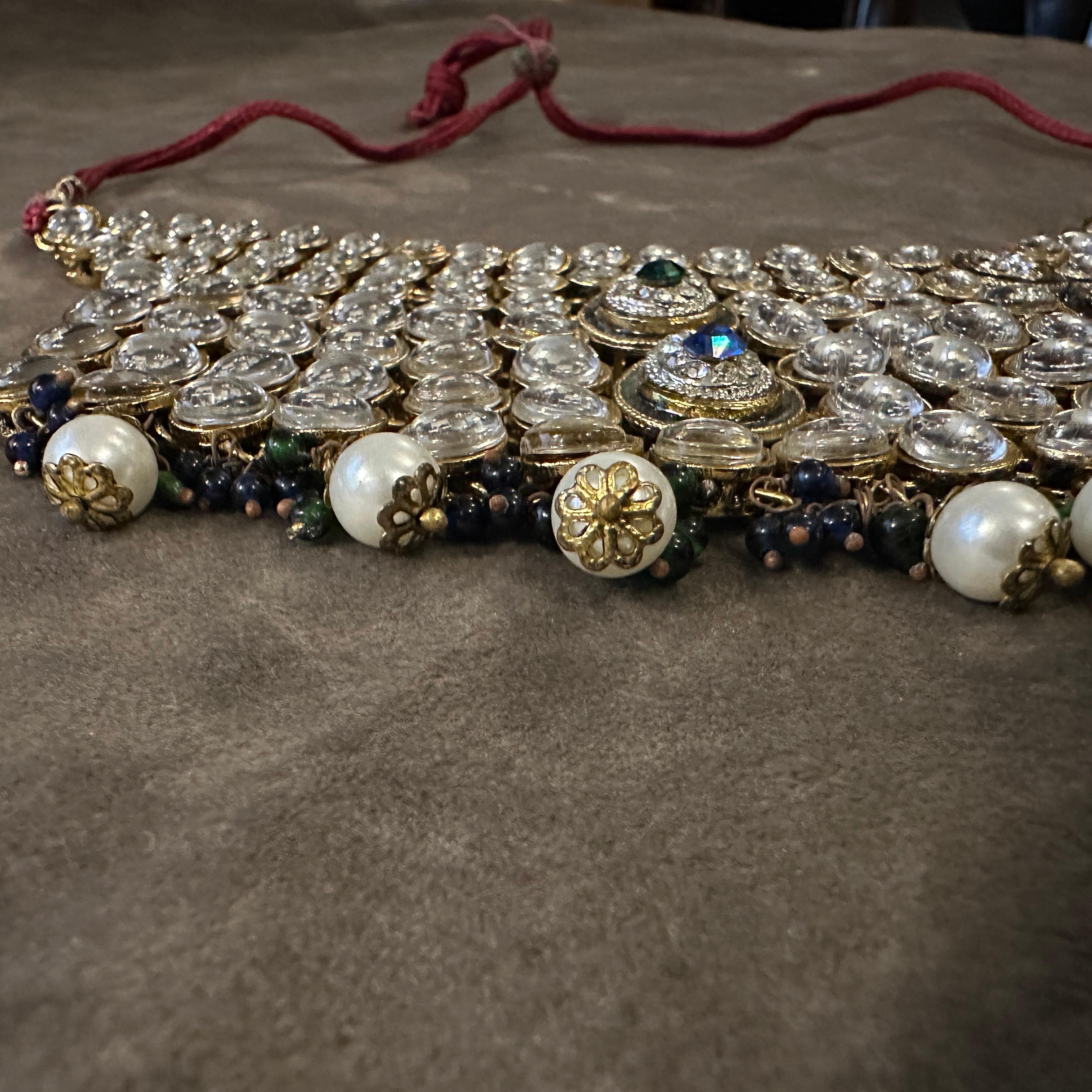 Collana indiana di alta qualità a più fili in stile Kundan del 1990 in vendita 11
