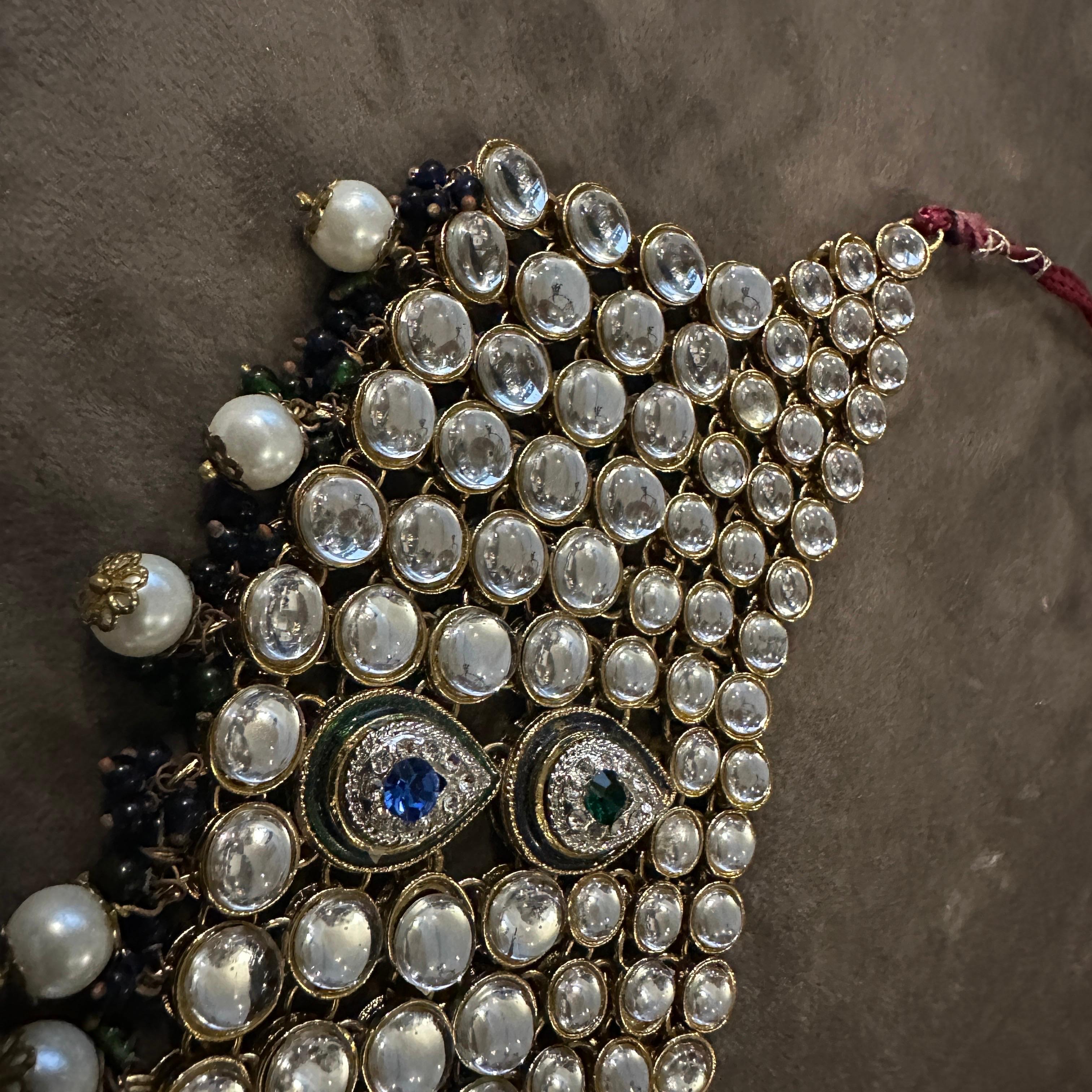 Collana indiana di alta qualità a più fili in stile Kundan del 1990 in vendita 13