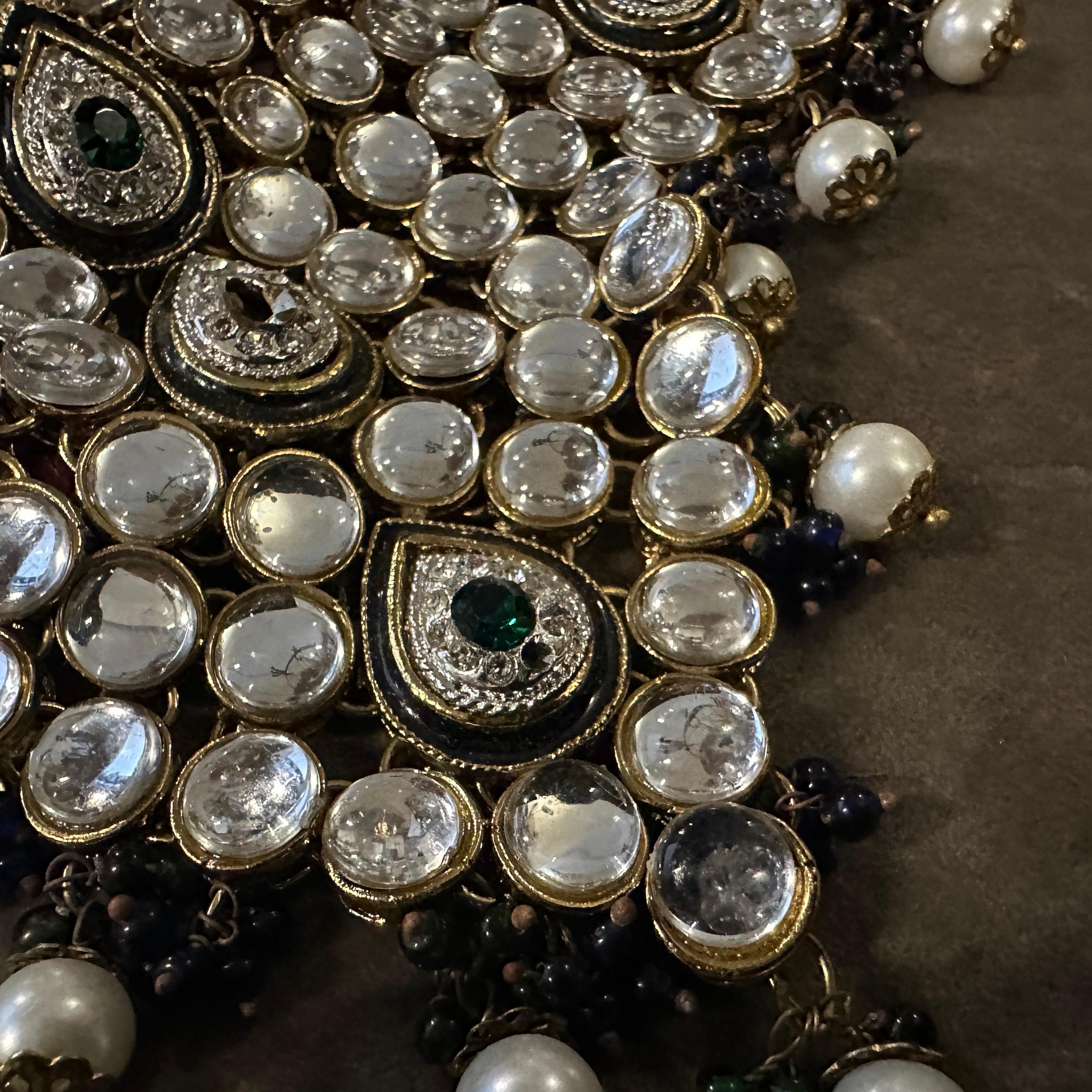 Donna Collana indiana di alta qualità a più fili in stile Kundan del 1990 in vendita