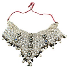Collana indiana di alta qualità a più fili in stile Kundan del 1990