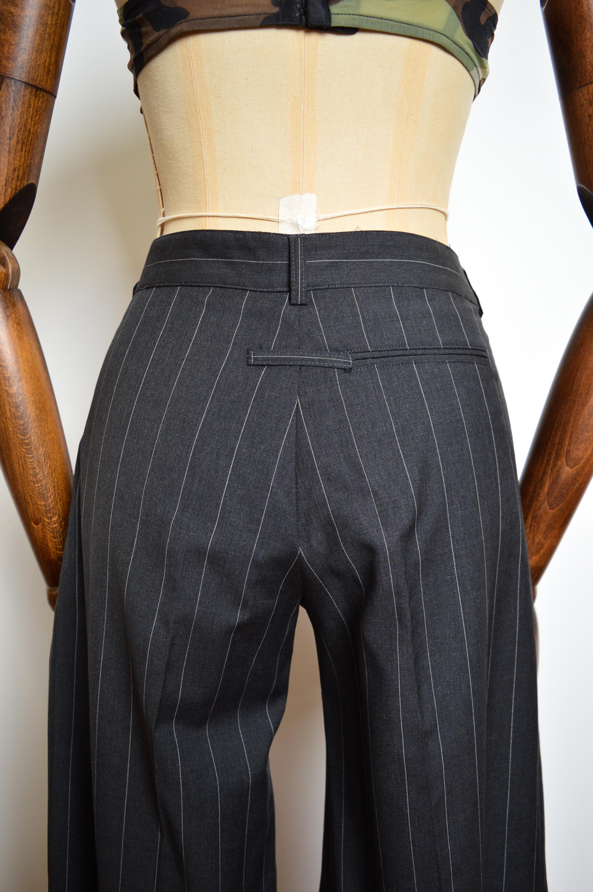 1990's High Waisted JEAN PAUL GAULTIER Pin striped Tailored Trousers - Pants For Sale 1