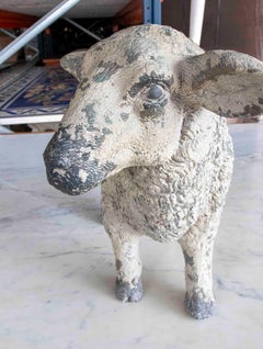1990s Highly Realistic Sheep Sculpture in Resin with Aged Finish