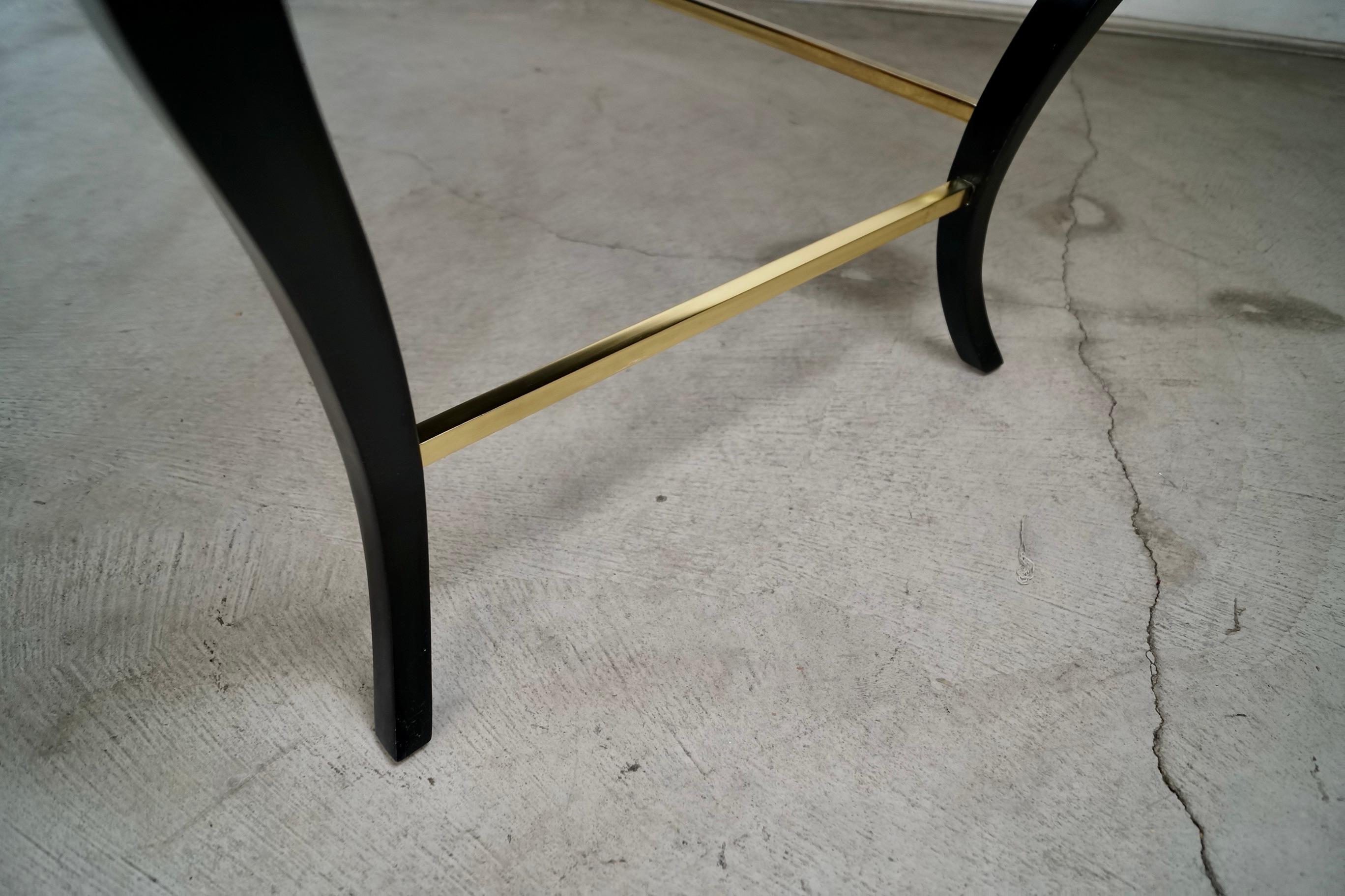 1990's Hollywood Regency Century Furniture Escritorio lacado en negro y cuero en venta 11