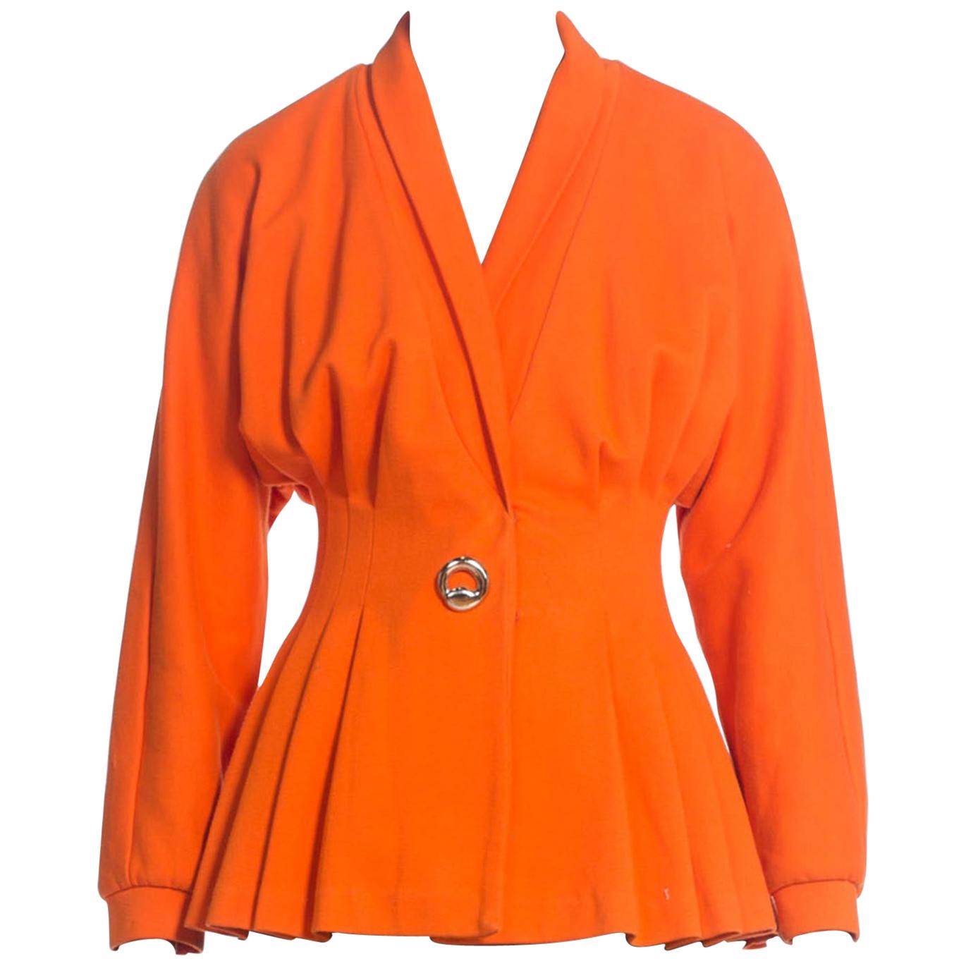 1990S Orange Cotton Jersey Knit Blazer