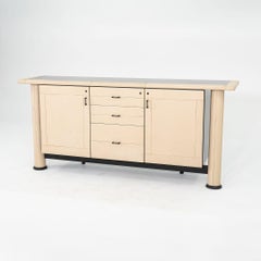 1990s i4 Mariani for Pace Collection Summit Credenza w/ Ivory Leather Clad Front