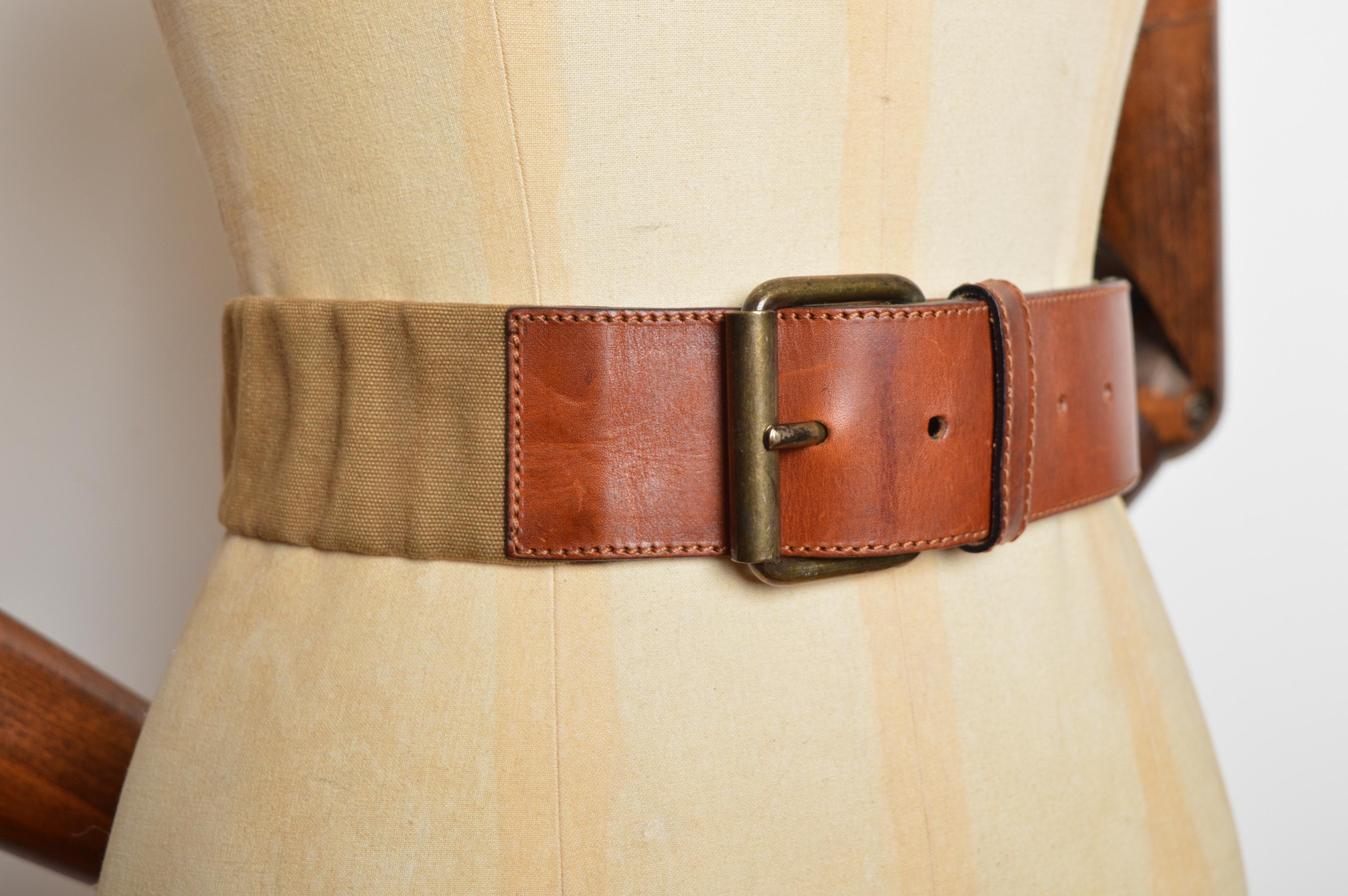 Cintura ICEBERG by Castelbajac del 1990 in pelle marrone e tela in vendita 1