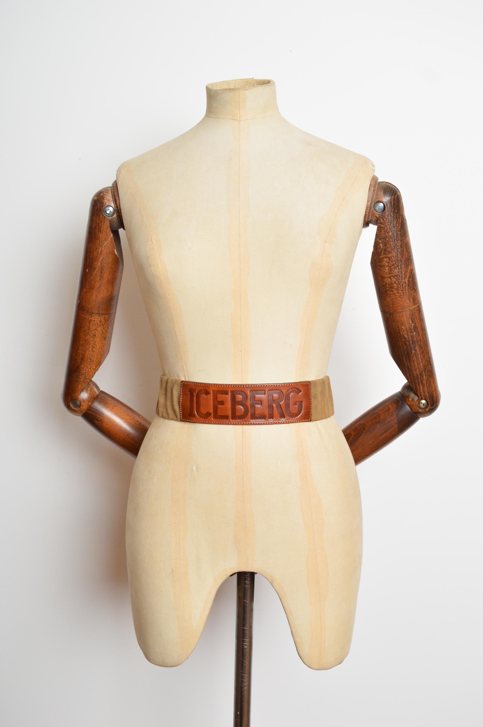 Cintura ICEBERG by Castelbajac del 1990 in pelle marrone e tela in vendita 2