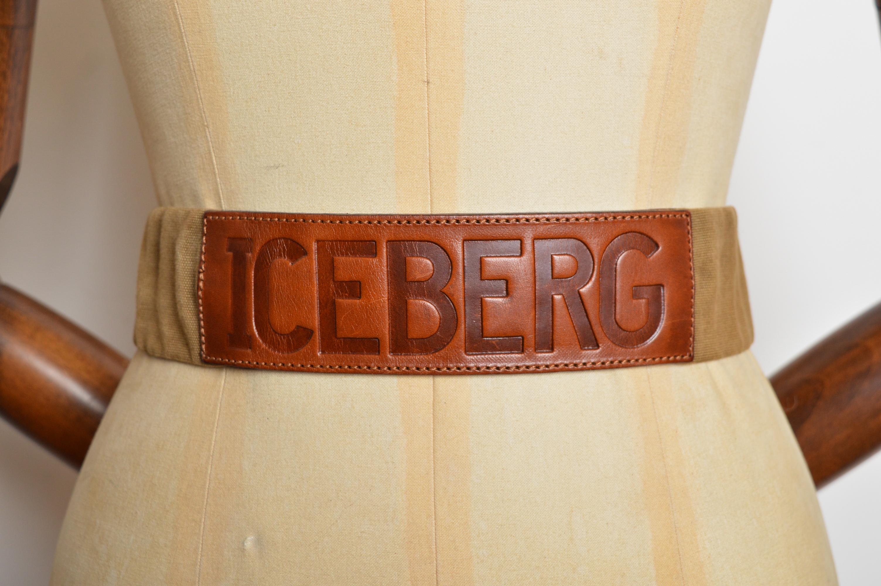 Cintura ICEBERG by Castelbajac del 1990 in pelle marrone e tela in vendita 3