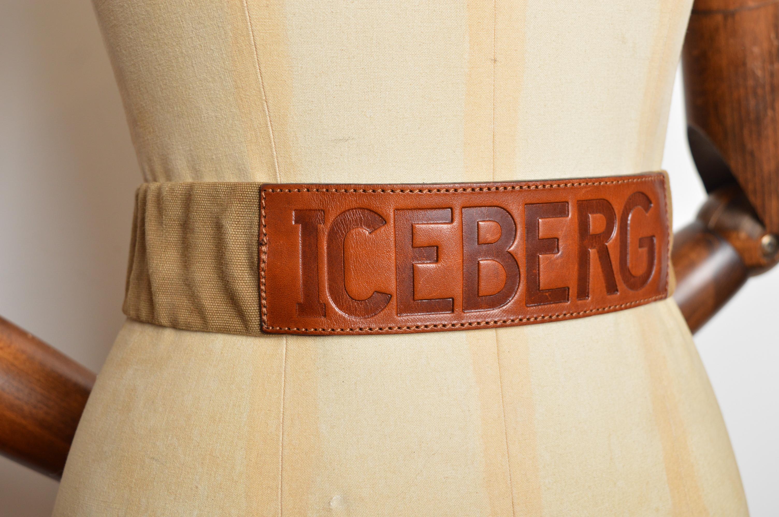 Cintura ICEBERG by Castelbajac del 1990 in pelle marrone e tela in vendita 4