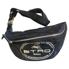 1990s Iconic Blue Paisley Fabric Belt Bag Pouch by Etro Milano