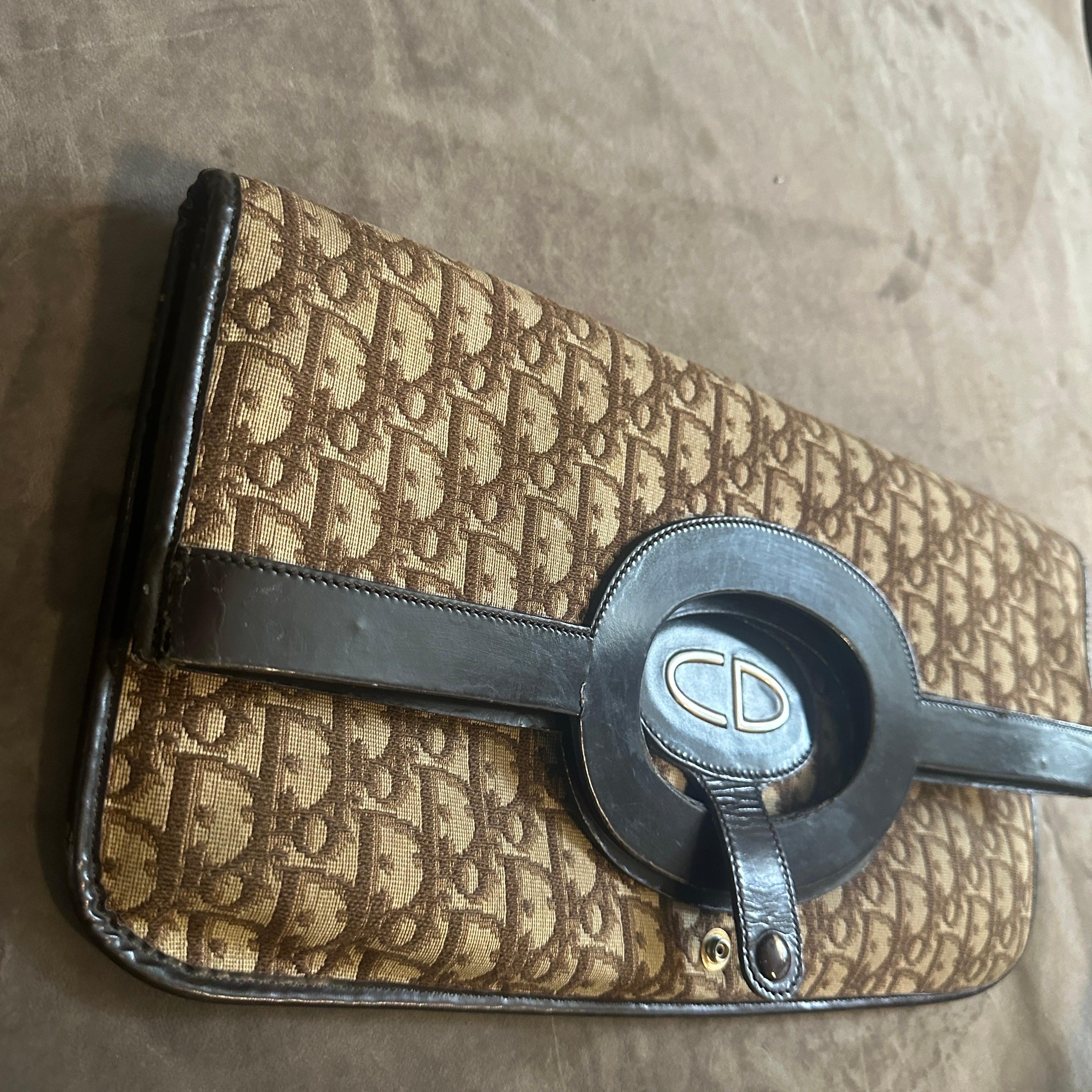 Marron Sac à main Icone de Christian Dior des années 1990 utilisable comme pochette en vente