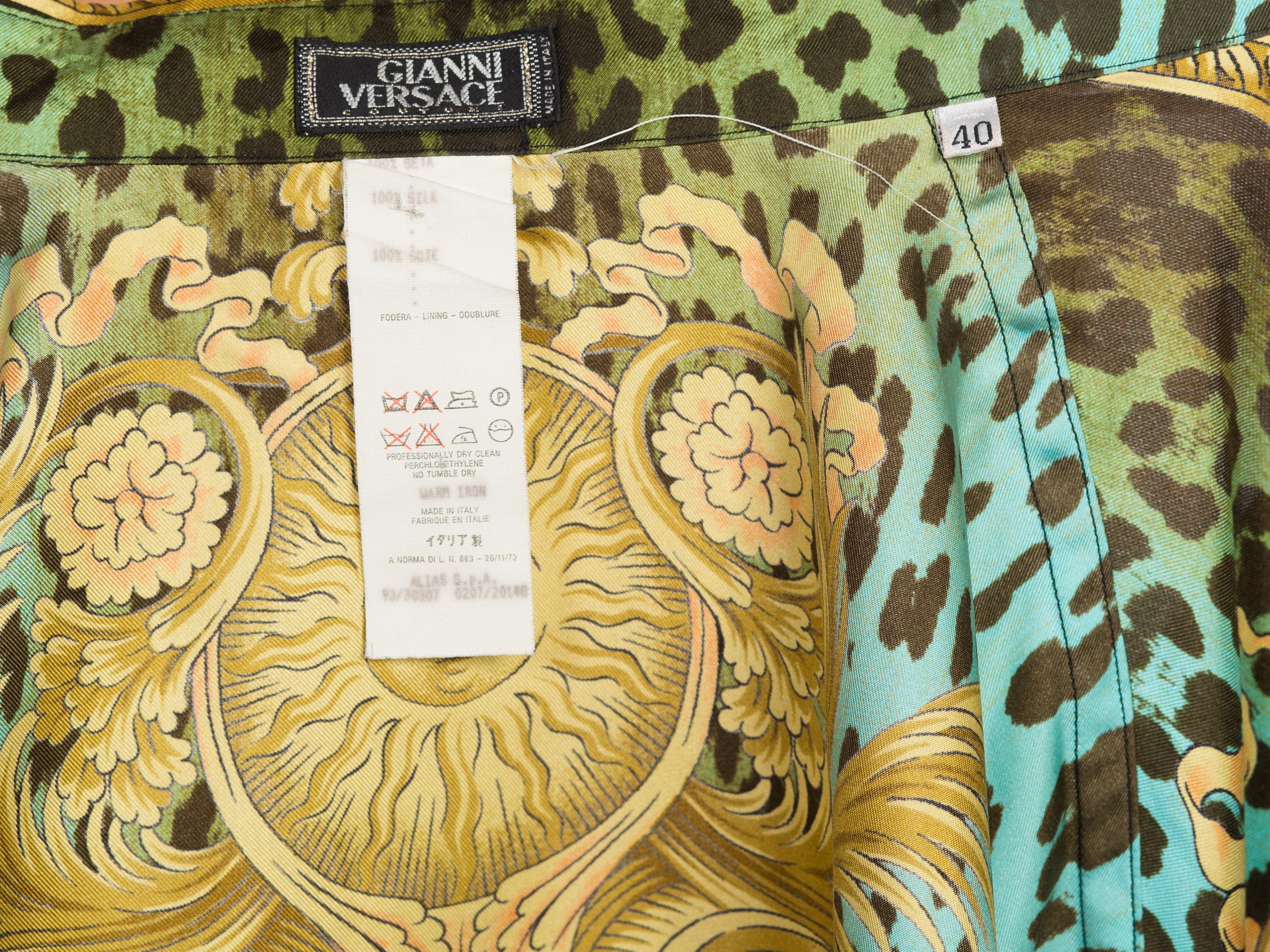 1990S GIANNI VERSACE Printed Silk Iconic Leopard Miami  Shirt Sz 40 9