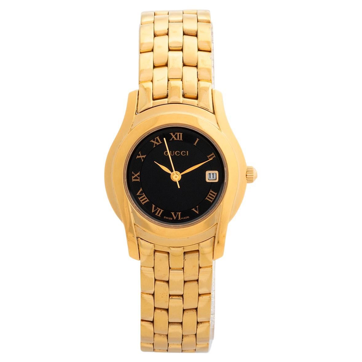 Montre-bracelet iconique Gucci 5400L des années 1990 Plaqué or lourd. jusqu'au poignet de 150 mm.