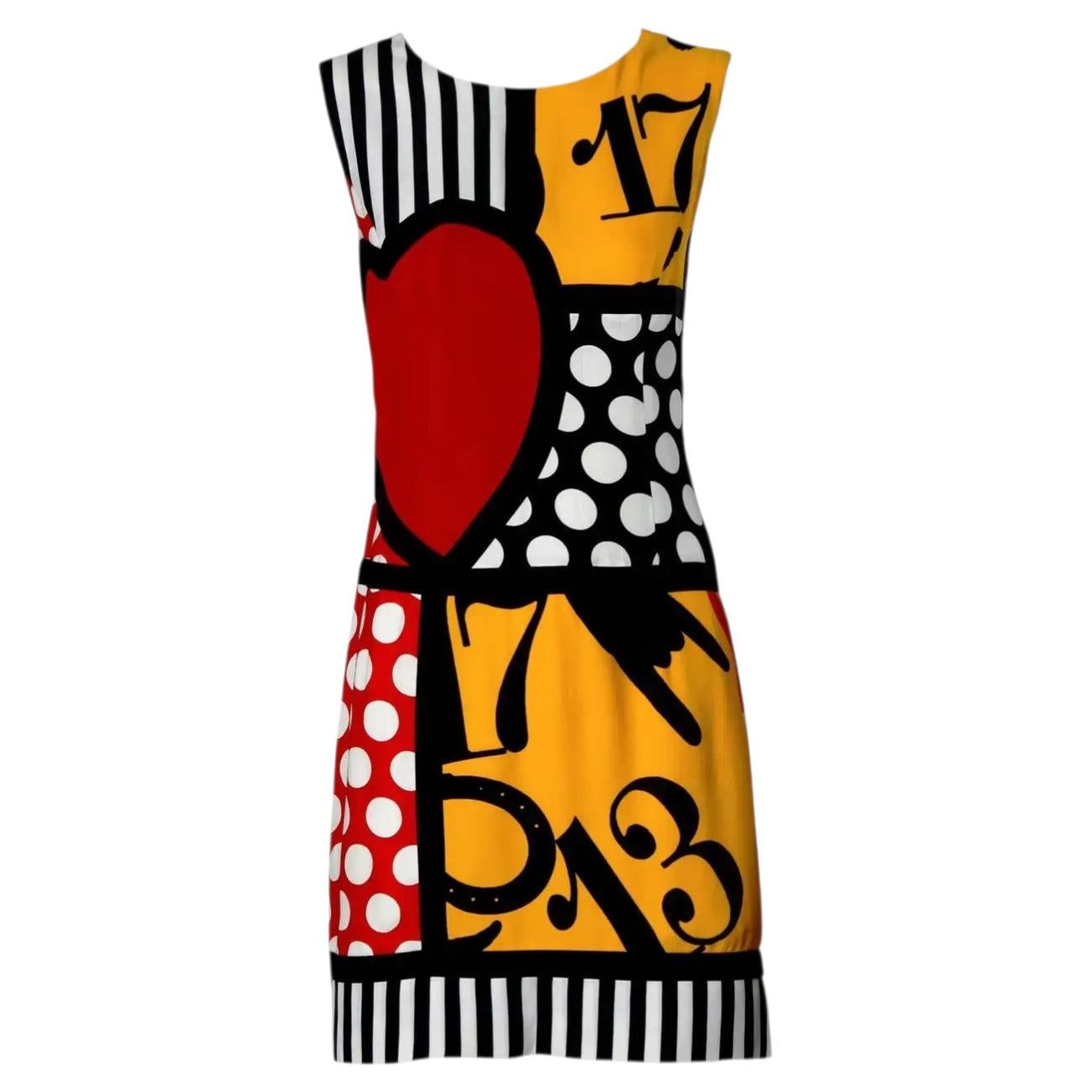 1990s Iconic Moschino Cheap & Chic pop art dress in size 44