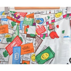 1990's Iconic Moschino Colourful Monopoly Pattern Print High waisted Trousers